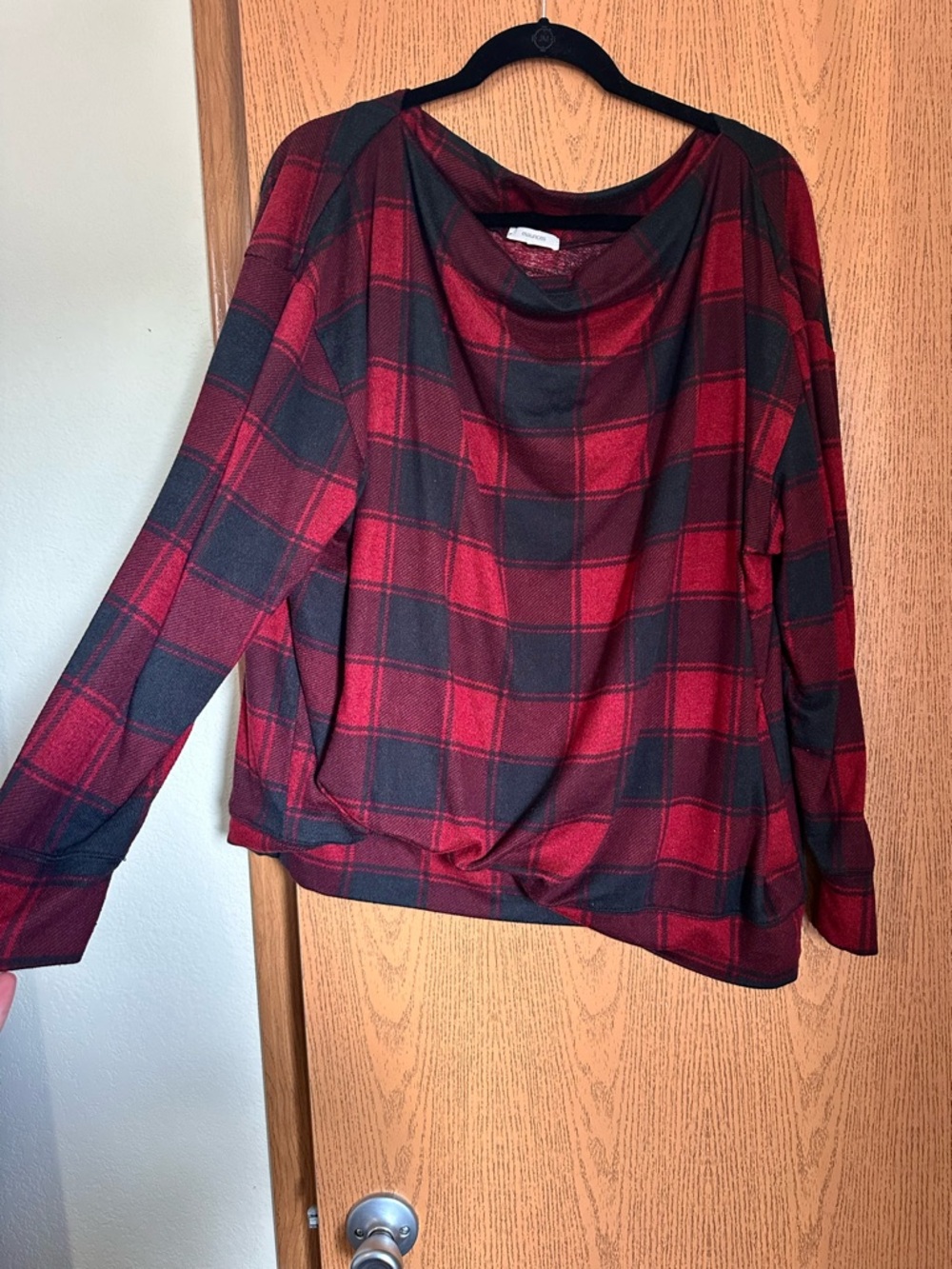 Maurices Red and Black Plaid Top